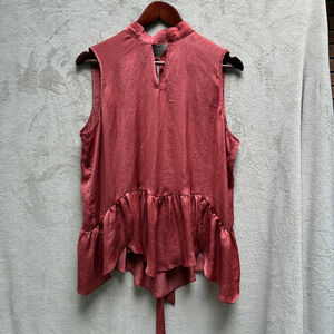 Women's RW&CO. Rust Sleeveless Ruffle Hem Blouse Top Size L